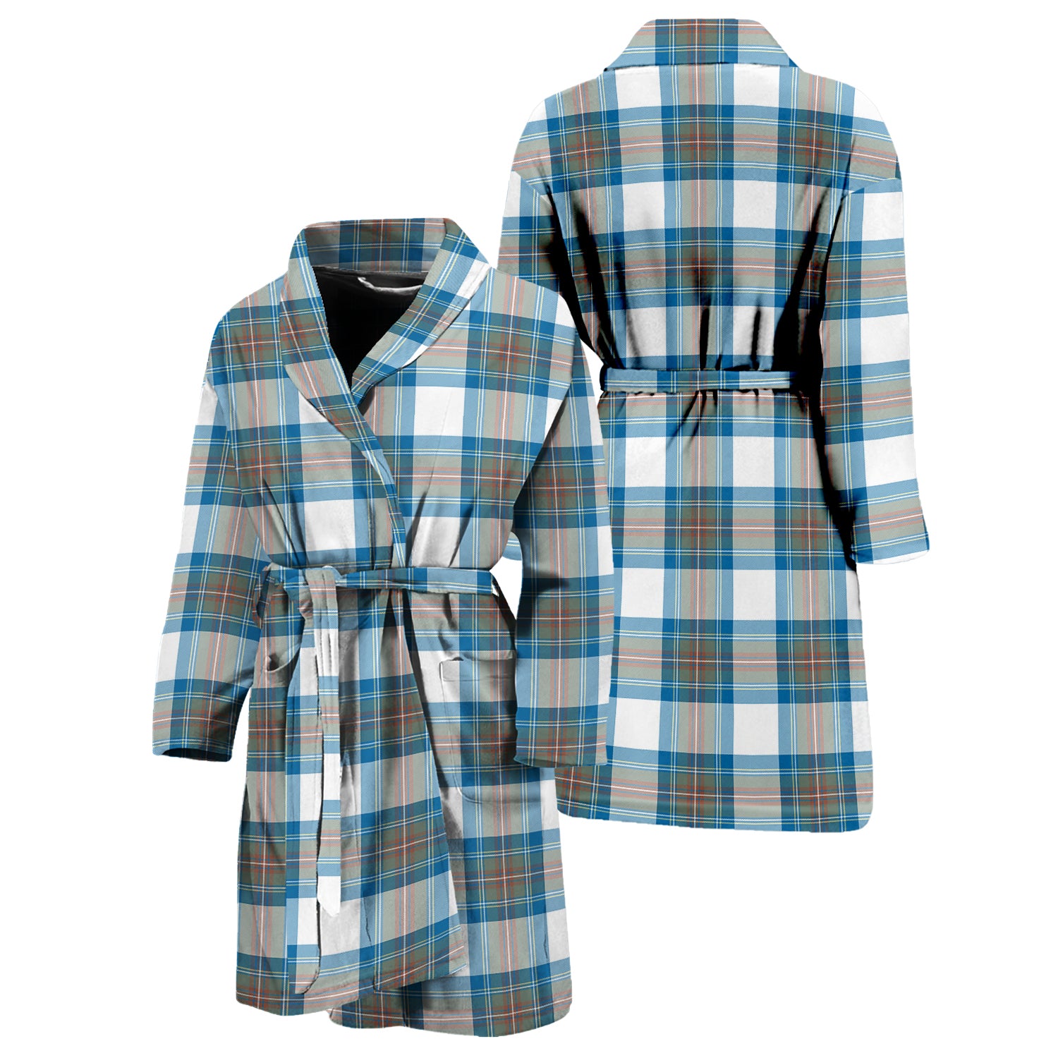 Stewart Muted Blue Tartan Bathrobe Unisex M - Tartan Vibes Clothing