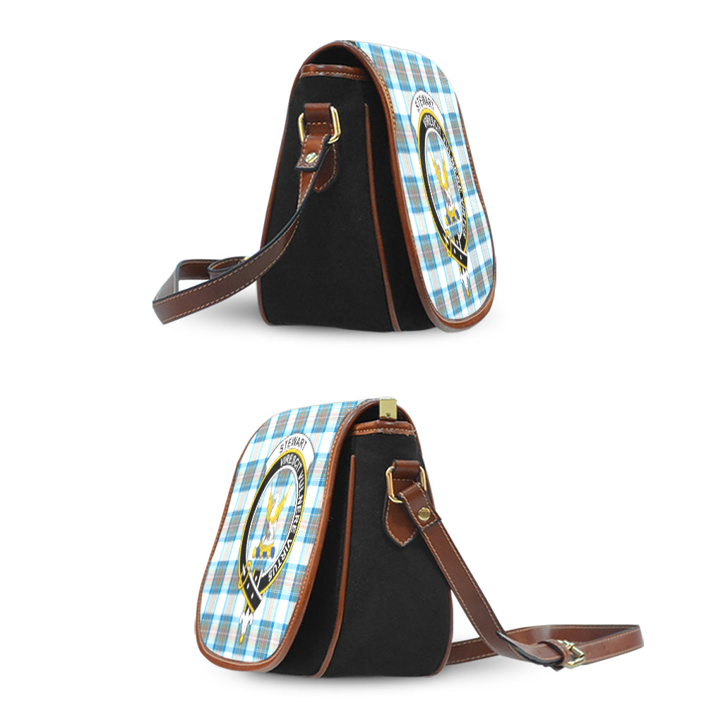 Stewart Muted Blue Tartan Saddle Bag with Family Crest - Tartan Vibes Clothing