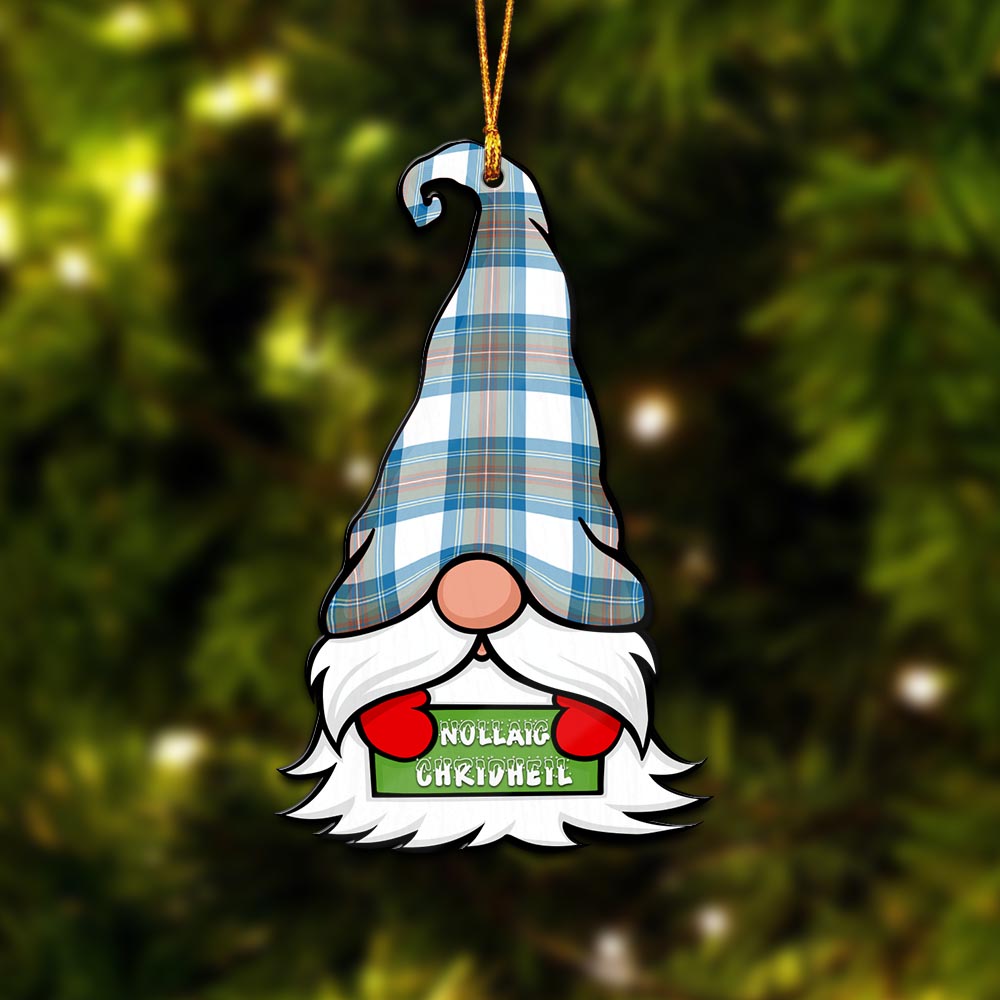 Stewart Muted Blue Gnome Christmas Ornament with His Tartan Christmas Hat - Tartan Vibes Clothing