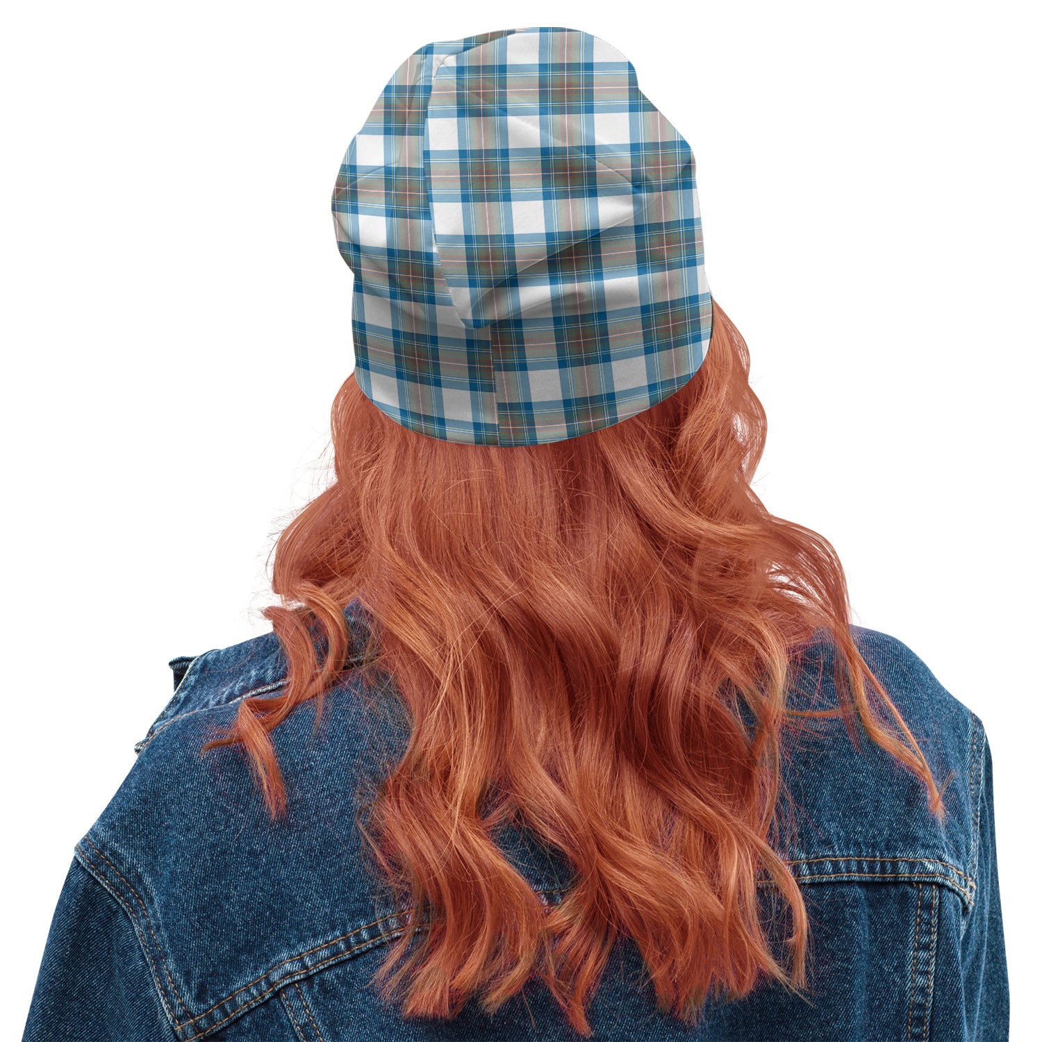 Stewart Muted Blue Tartan Beanies Hat with Family Crest - Tartan Vibes Clothing