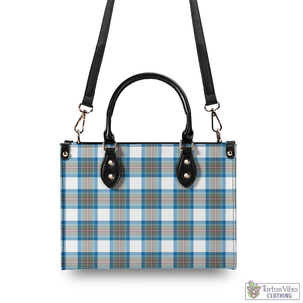 Tartan Vibes Clothing Stewart Muted Blue Tartan Luxury Leather Handbags