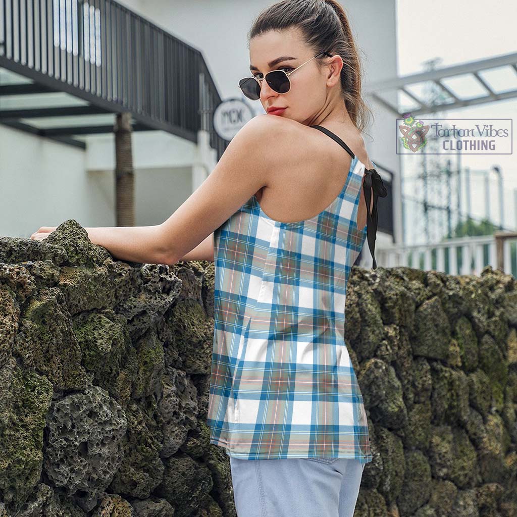 Tartan Vibes Clothing Stewart Muted Blue Tartan Loose Halter Neck Camisole