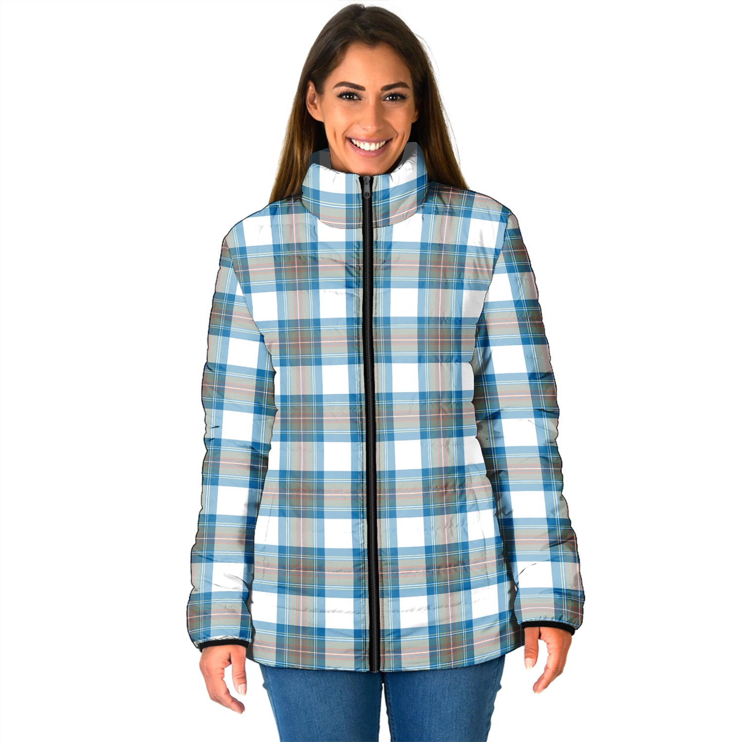 Stewart Muted Blue Tartan Padded Jacket - Tartan Vibes Clothing