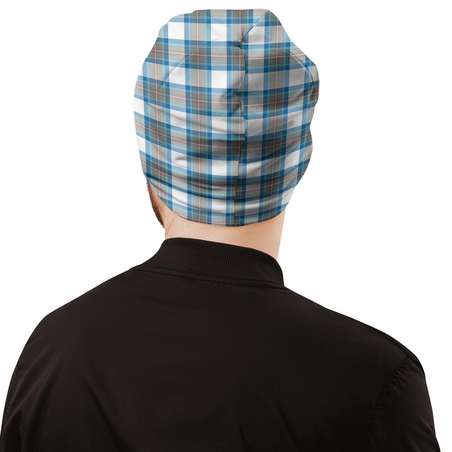 Stewart Muted Blue Tartan Beanies Hat with Family Crest - Tartan Vibes Clothing