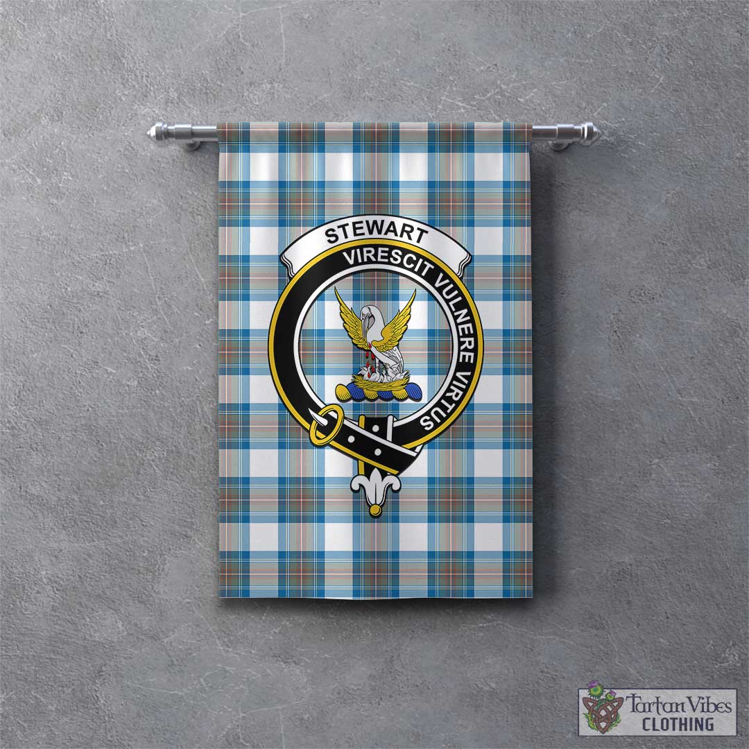 Tartan Vibes Clothing Stewart Muted Blue Tartan Gonfalon, Tartan Banner with Family Crest