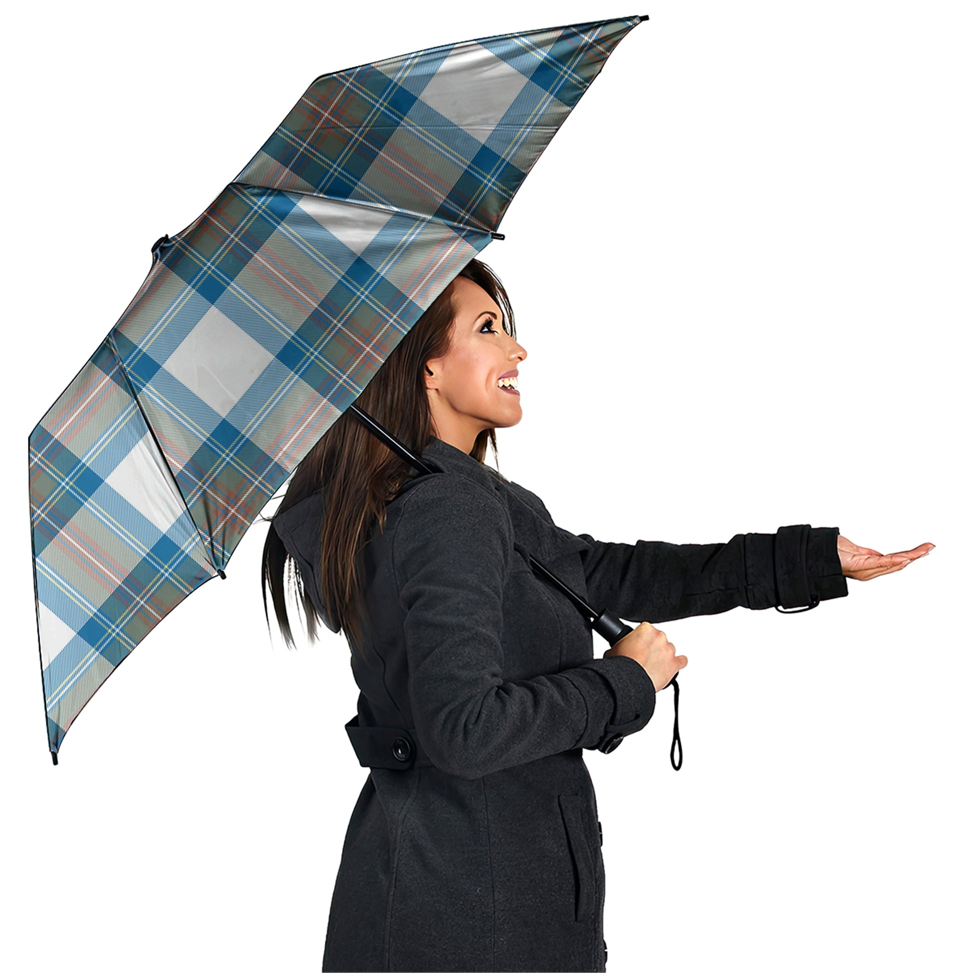 Stewart Muted Blue Tartan Umbrella - Tartanvibesclothing