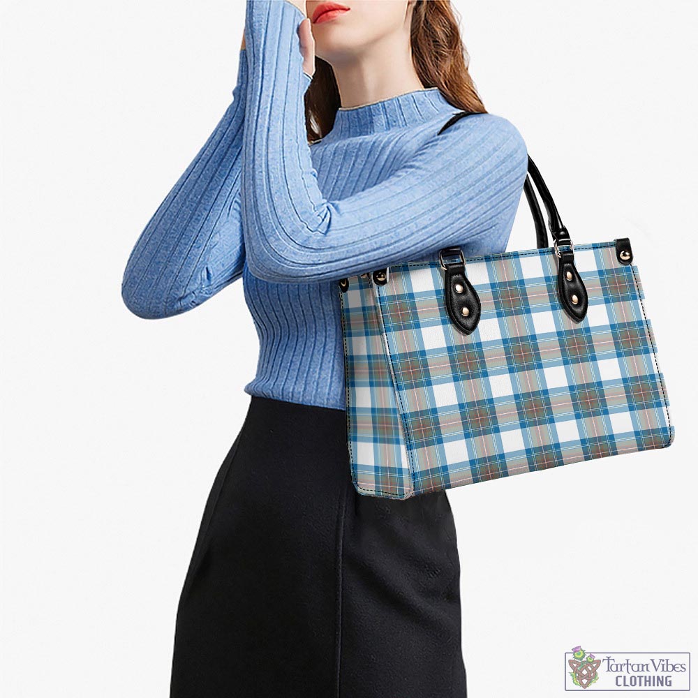 Tartan Vibes Clothing Stewart Muted Blue Tartan Luxury Leather Handbags