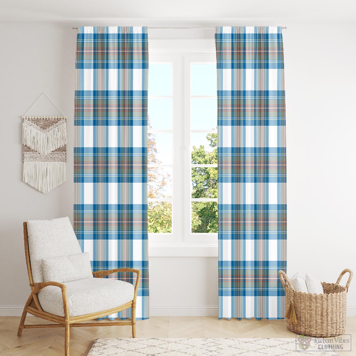 Stewart Muted Blue Tartan Window Curtain