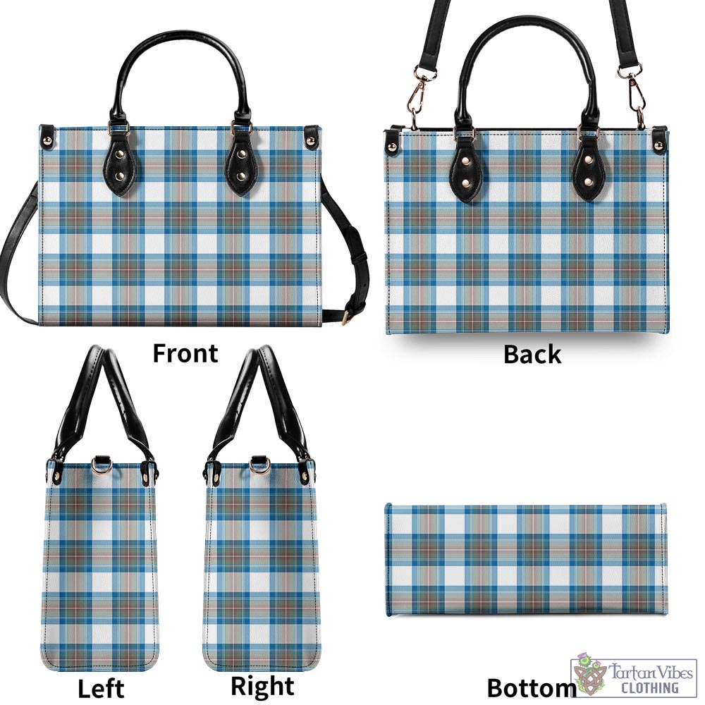 Tartan Vibes Clothing Stewart Muted Blue Tartan Luxury Leather Handbags