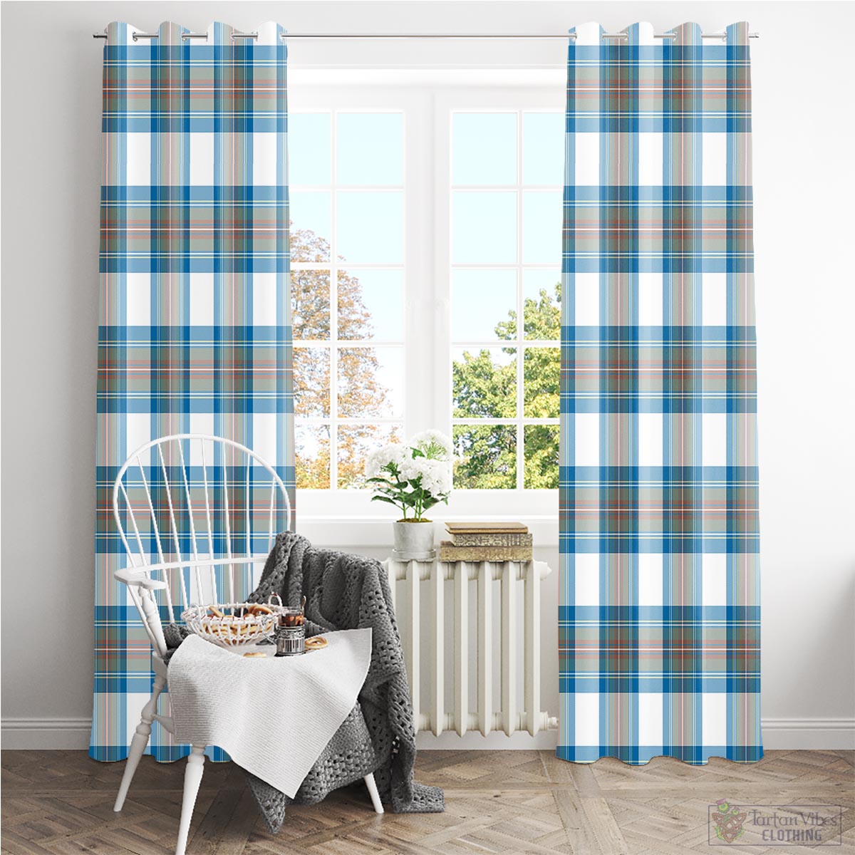 Stewart Muted Blue Tartan Window Curtain