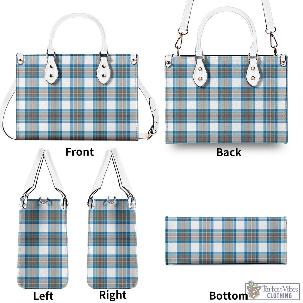 Tartan Vibes Clothing Stewart Muted Blue Tartan Luxury Leather Handbags