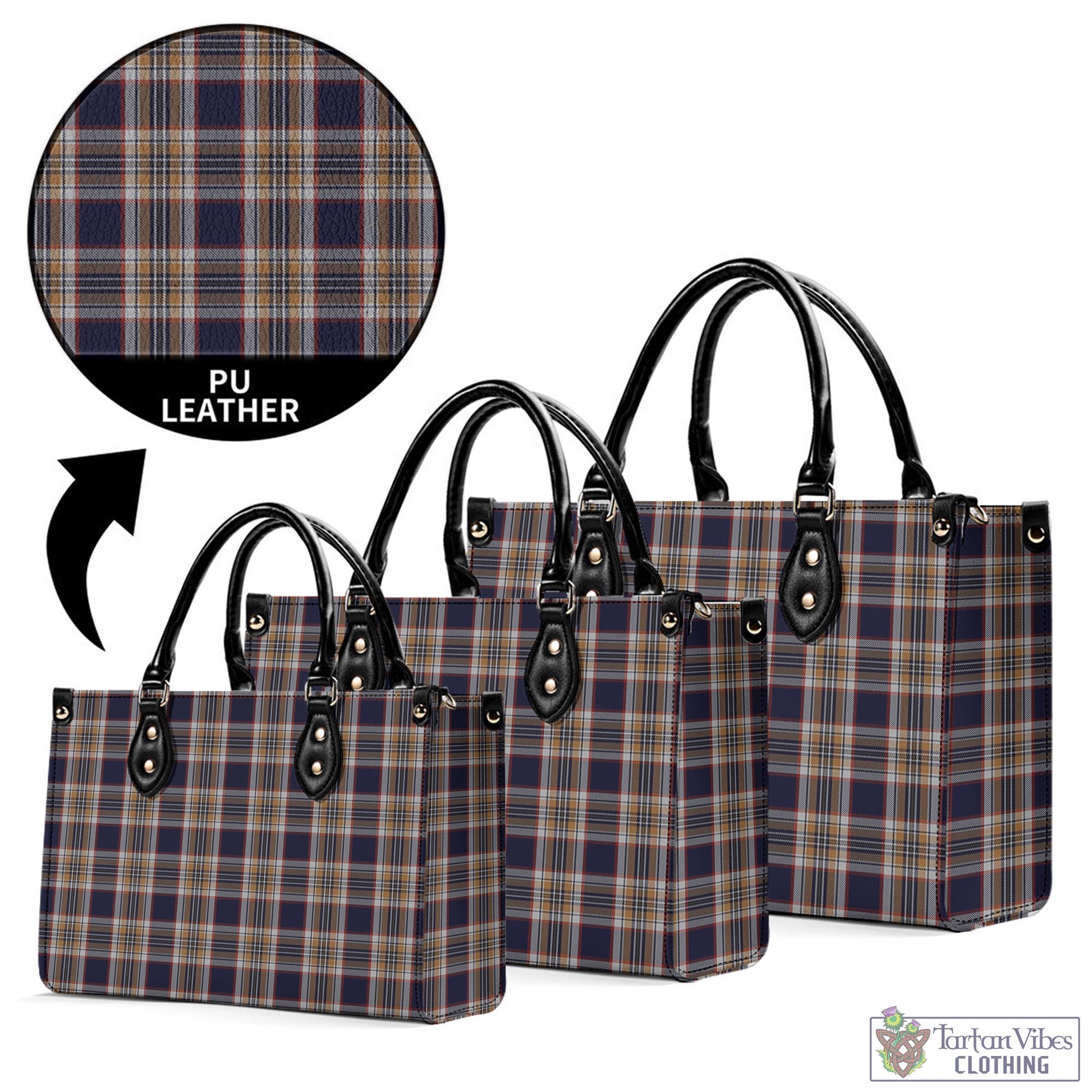 Tartan Vibes Clothing Stewart Navy Tartan Luxury Leather Handbags