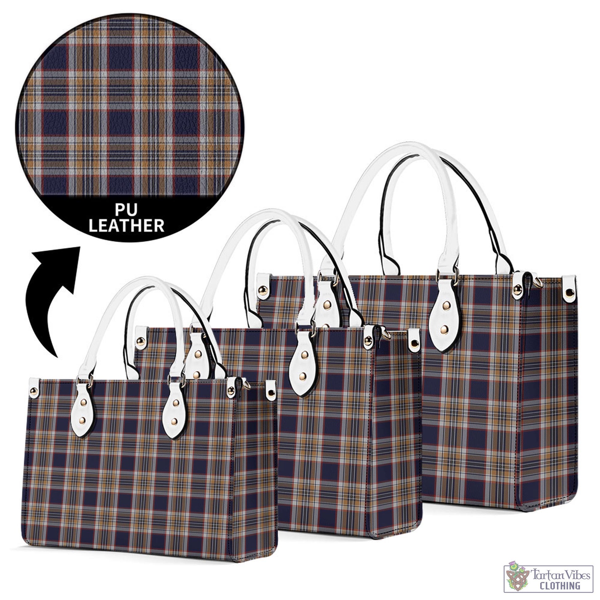 Tartan Vibes Clothing Stewart Navy Tartan Luxury Leather Handbags