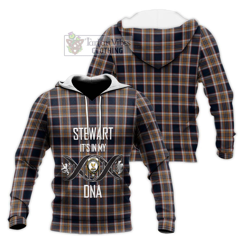 Stewart Navy Tartan Knitted Hoodie with Family Crest DNA In Me Style Unisex Knitted Pullover Hoodie - Tartanvibesclothing Shop