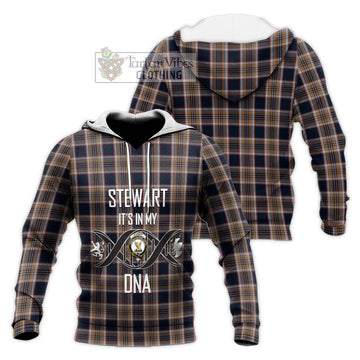 Stewart Navy Tartan Knitted Hoodie with Family Crest DNA In Me Style