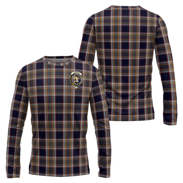 Stewart Navy Tartan Long Sleeve T-Shirt with Family Crest