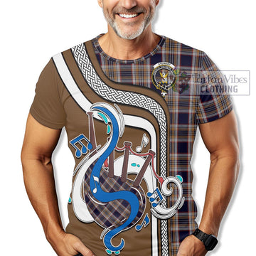 Stewart Navy Tartan T-Shirt with Epic Bagpipe Style