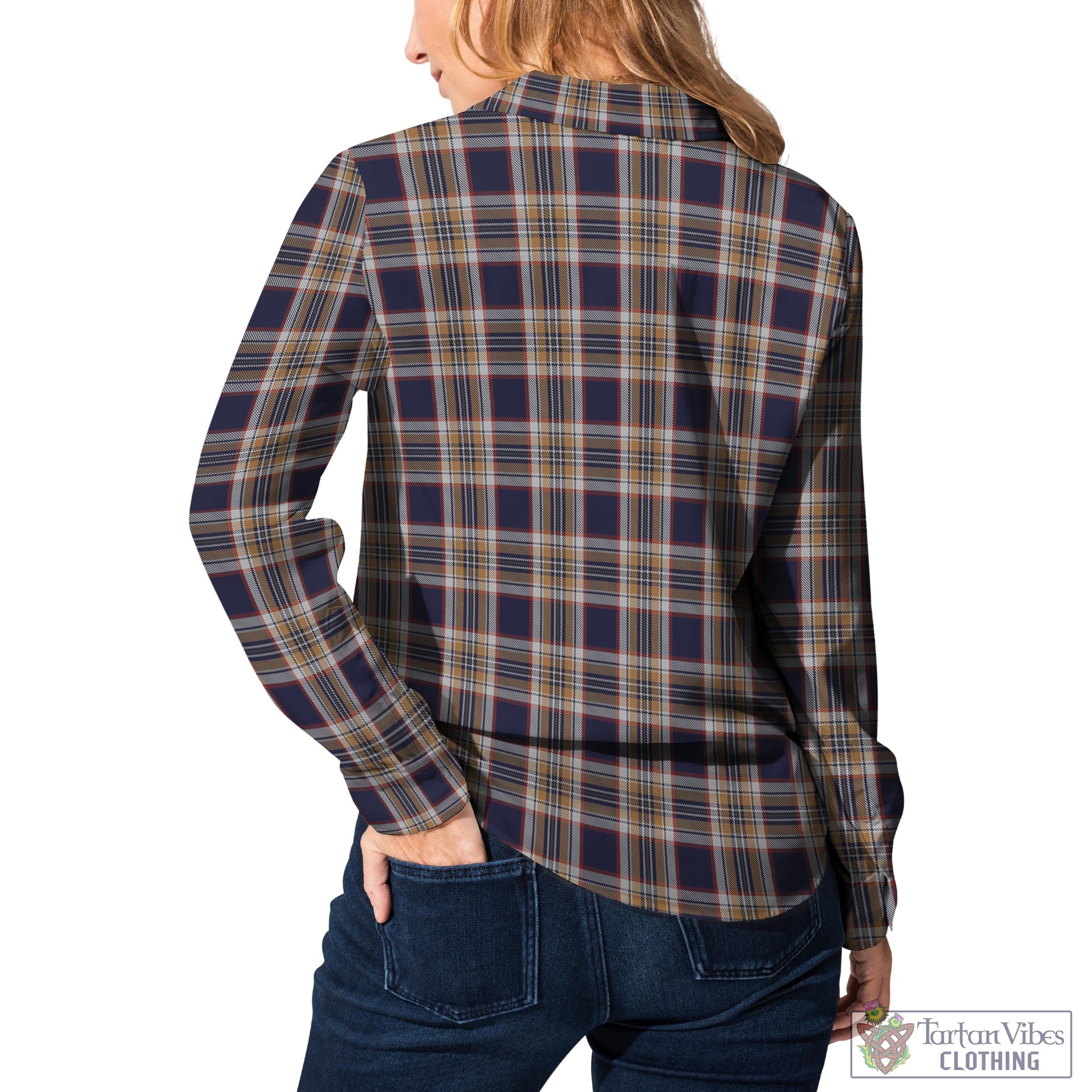 Stewart Navy Tartan Womens Casual Shirt