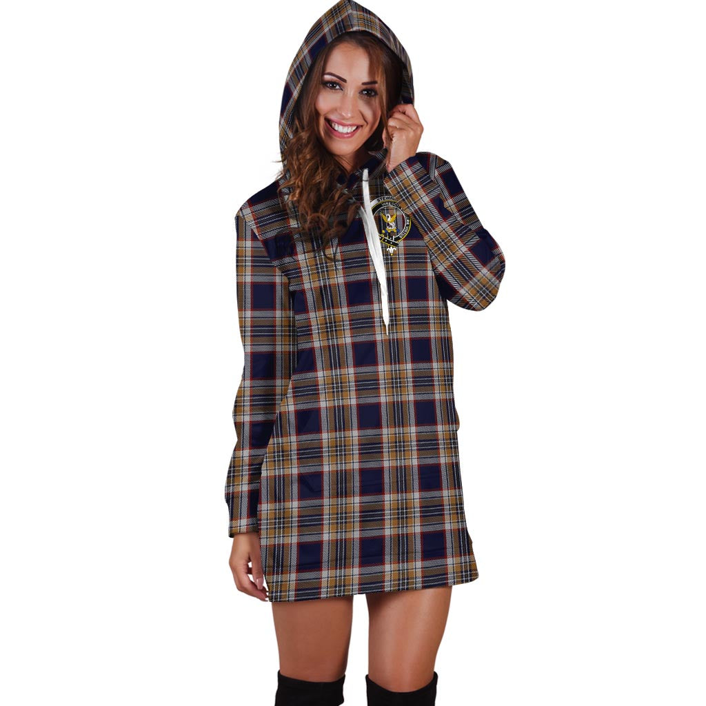 Stewart Navy Tartan Hoodie Dress with Family Crest - Tartan Vibes Clothing