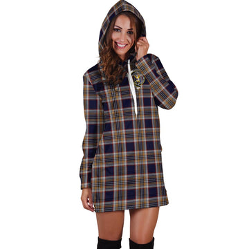 Stewart Navy Tartan Hoodie Dress with Family Crest