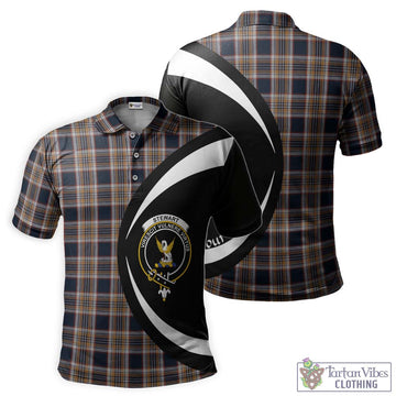 Stewart Navy Tartan Men's Polo Shirt with Family Crest Circle Style