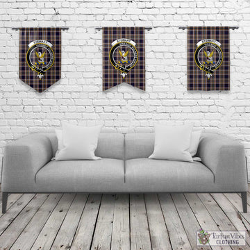 Stewart Navy Tartan Gonfalon, Tartan Banner with Family Crest