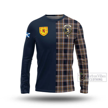 Stewart Navy Tartan Long Sleeve T-Shirt Alba with Scottish Lion Royal Arm Half Style