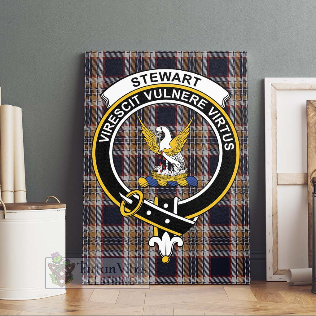 Stewart Navy Tartan Canvas Print Wall Art with Family Crest Without Frame - Tartan Vibes Clothing