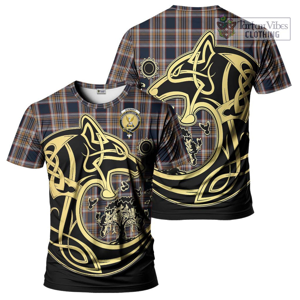 Stewart Navy Tartan T-Shirt with Family Crest Celtic Wolf Style Kid's Shirt - Tartan Vibes Clothing