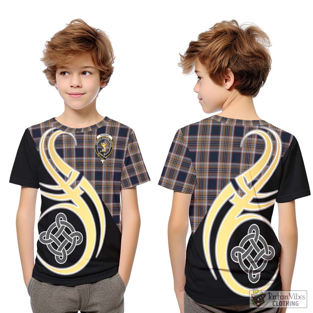 Stewart Navy Tartan Kid T-Shirt with Family Crest and Celtic Symbol Style Youth XL Size14 - Tartan Vibes Clothing