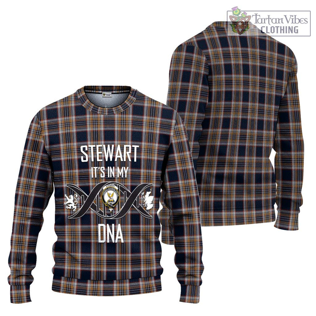 Stewart Navy Tartan Knitted Sweater with Family Crest DNA In Me Style Unisex - Tartanvibesclothing Shop