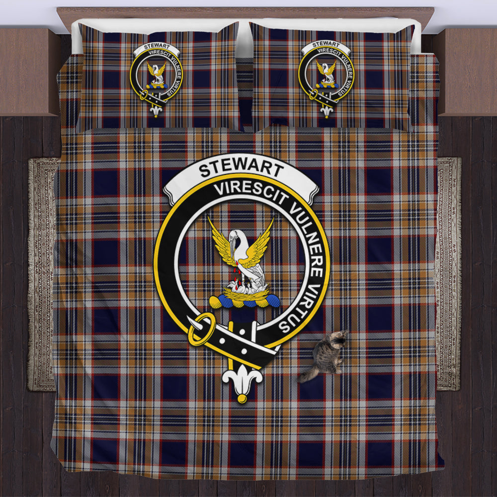 Stewart Navy Tartan Bedding Set with Family Crest US Bedding Set - Tartan Vibes Clothing