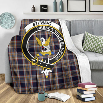 Stewart Navy Tartan Blanket with Family Crest