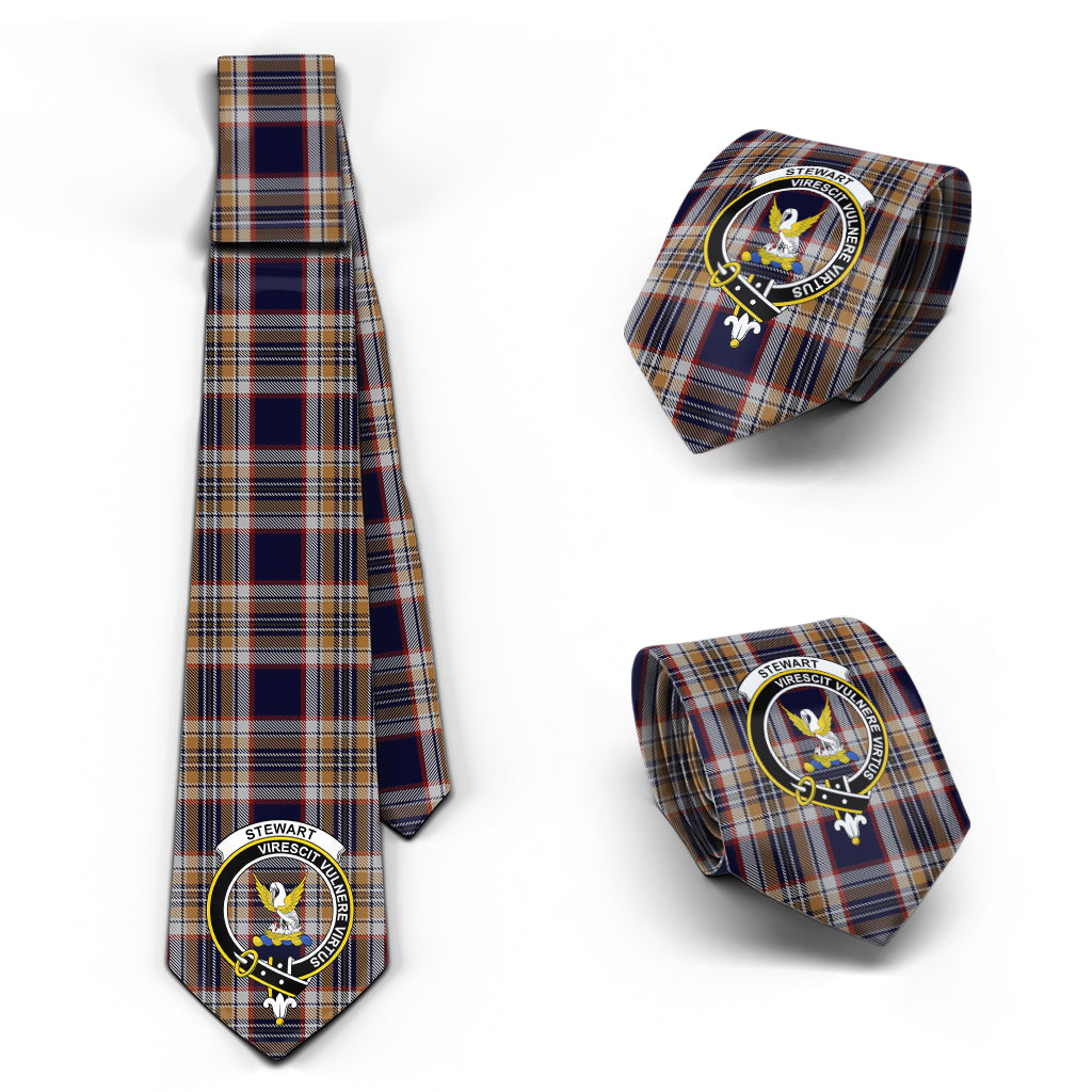 Stewart Navy Tartan Classic Necktie with Family Crest Necktie One Size - Tartan Vibes Clothing