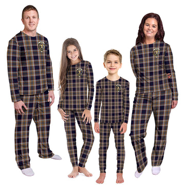 Stewart Navy Tartan Pajamas Family Set with Family Crest