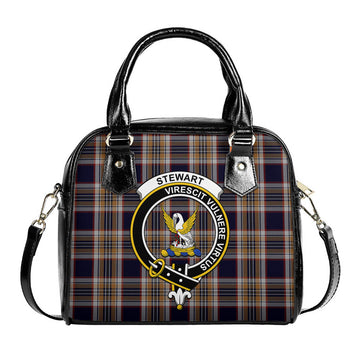 Stewart Navy Tartan Shoulder Handbags with Family Crest