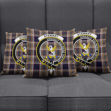 Stewart Navy Tartan Pillow Cover with Family Crest