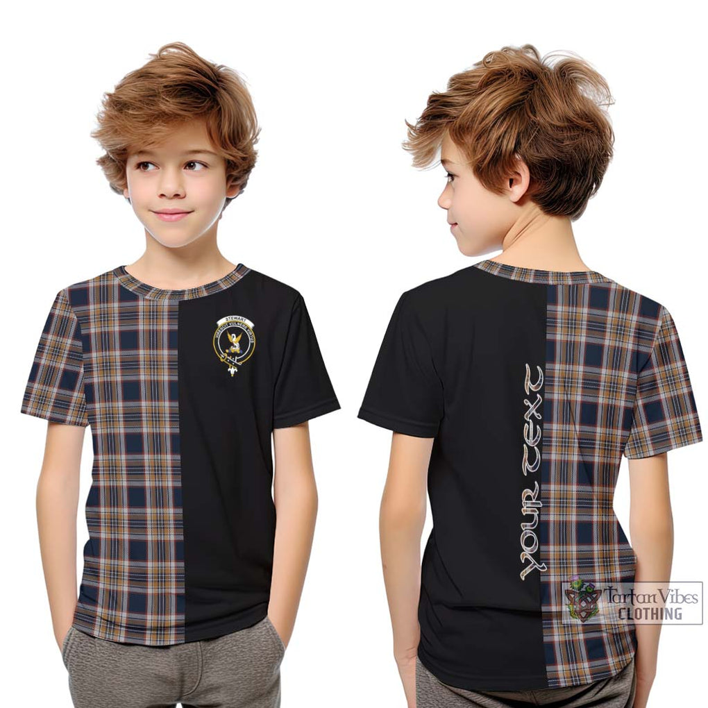 Stewart Navy Tartan Kid T-Shirt with Family Crest and Half Of Me Style Youth XL Size14 - Tartanvibesclothing Shop