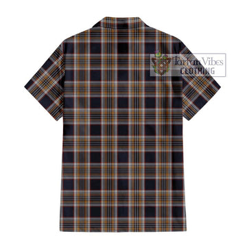 Stewart Navy Tartan Short Sleeve Button Shirt with Family Crest DNA In Me Style