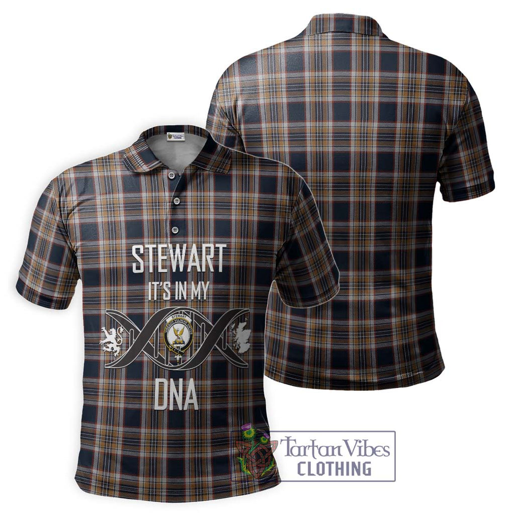 Stewart Navy Tartan Polo Shirt with Family Crest DNA In Me Style - Tartanvibesclothing Shop