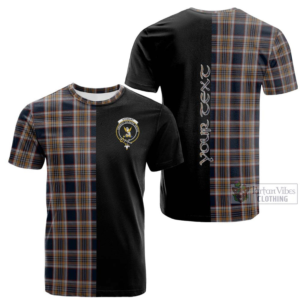 Tartan Vibes Clothing Stewart Navy Tartan Cotton T-shirt with Family Crest and Half Of Me Style