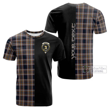 Stewart Navy Tartan Cotton T-shirt with Family Crest and Half Of Me Style