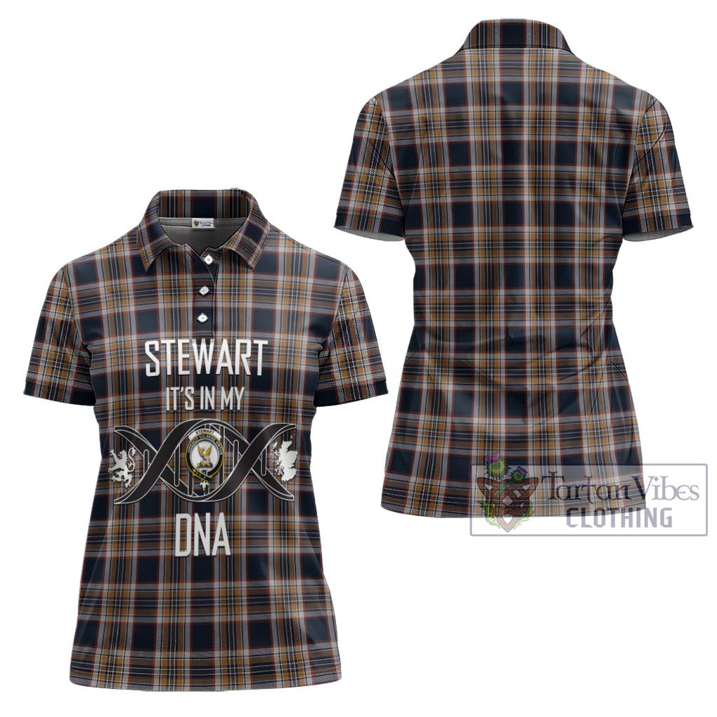 Stewart Navy Tartan Women's Polo Shirt with Family Crest DNA In Me Style - Tartanvibesclothing Shop