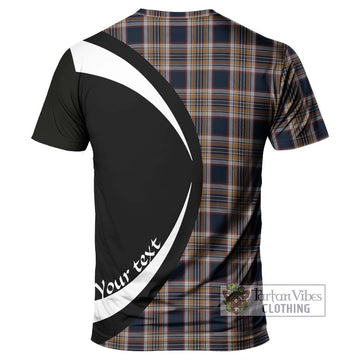 Stewart Navy Tartan T-Shirt with Family Crest Circle Style