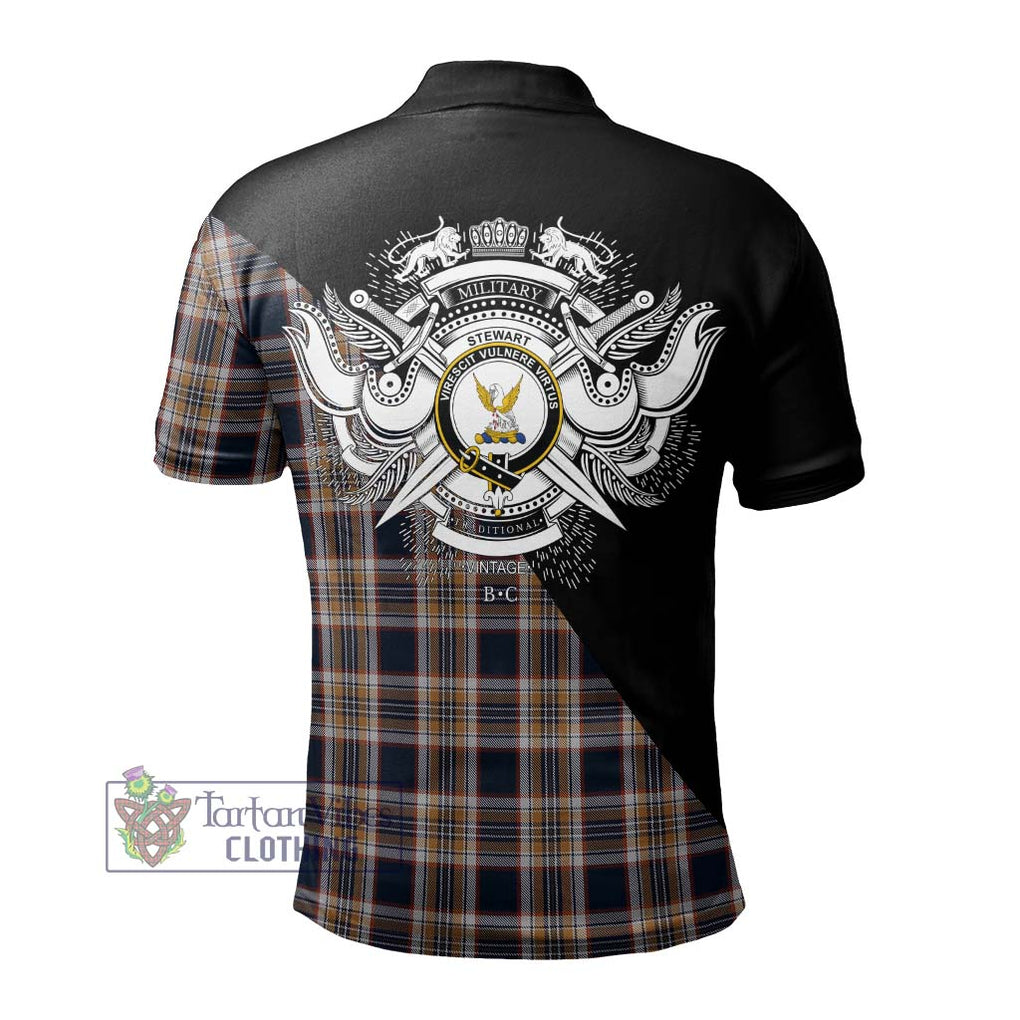 Stewart Navy Tartan Polo Shirt with Family Crest and Military Logo Style - Tartanvibesclothing Shop