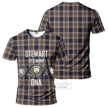 Stewart Navy Tartan T-Shirt with Family Crest DNA In Me Style