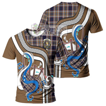 Stewart Navy Tartan T-Shirt with Epic Bagpipe Style