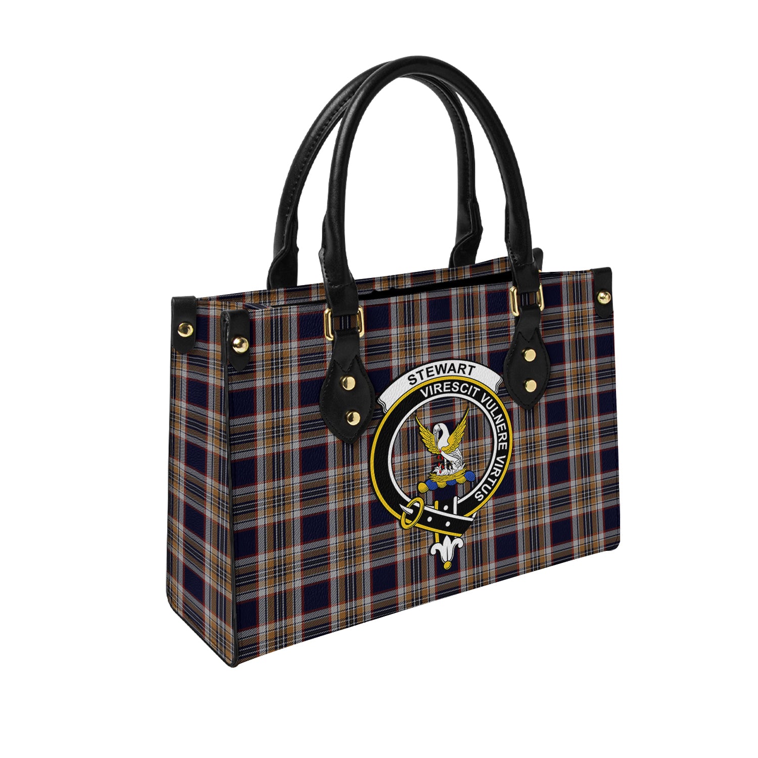 stewart-navy-tartan-leather-bag-with-family-crest