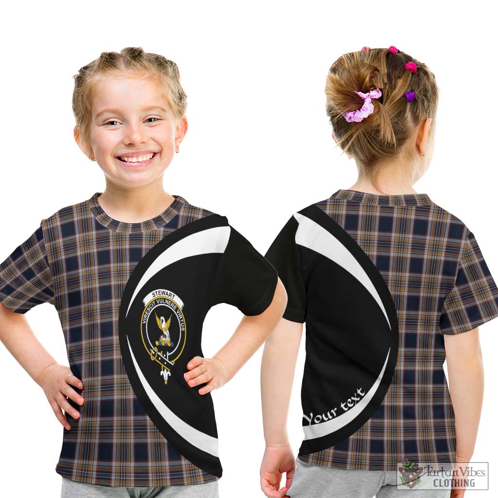 Stewart Navy Tartan Kid T-Shirt with Family Crest Circle Style - Tartan Vibes Clothing