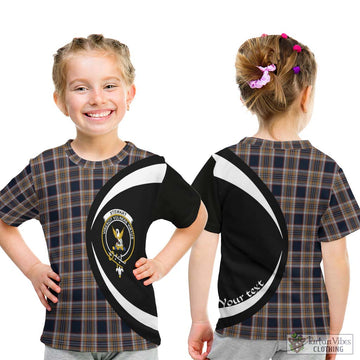 Stewart Navy Tartan Kid T-Shirt with Family Crest Circle Style